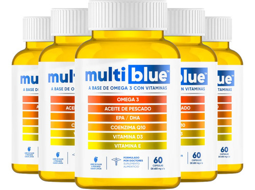 Suplemento en cápsula Multiblue  omega 3 en pote de 195g 300 un pack x 5 u