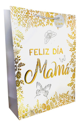 12 Bolsas De Regalo Mariposa Feliz Dia Mama Metallic 26x32cm