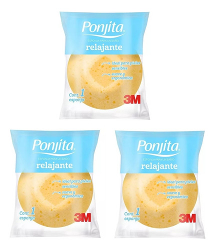 3 Piezas Ponjita 3m Esponja Par Baño Relajante Piel Sensible