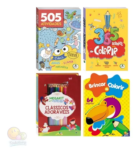 Livro Infantil 505 Atividades - Jogos Colorir Lógica Escrever