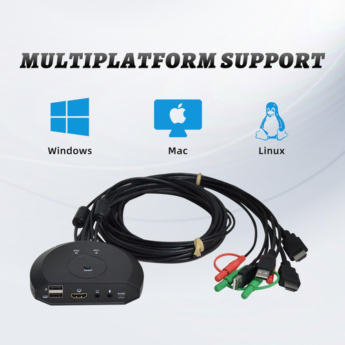 Switch Hdmi Bytecc, Switch Kvm Hdmi De 2 Puertos Con Audio,