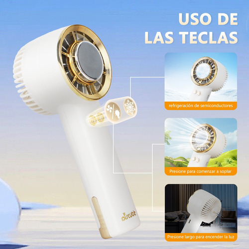Ventilador Mano Portátil Mini Turbo Refrigera Recargable Luz