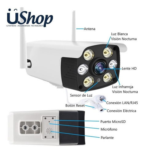 Cámara Wifi Exterior V.nocturna Led Alarma 160° 3mpx 1080p