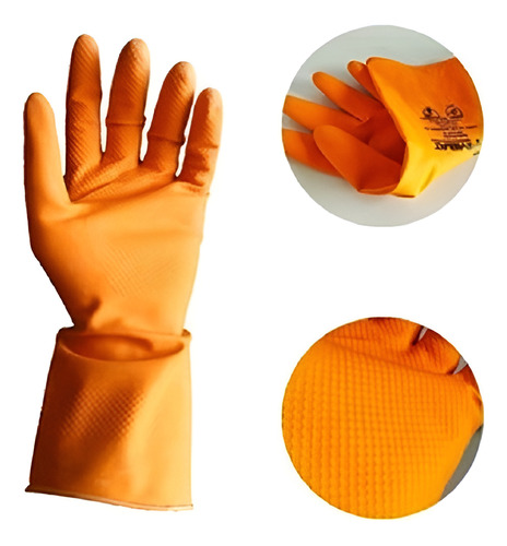 2 Pares Luva Látex Reforçada Laranja Tam. G(9) Volk Laranja