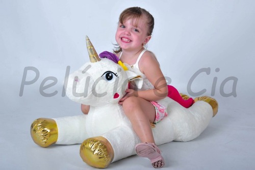 Imagem 2 de 3 de Unicórnio Pelúcia 90cm Almofada Bebe Fofinho