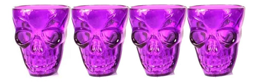 Copo Dose Shot Halloween Hiperfesta Caveira 4un Cor Roxo