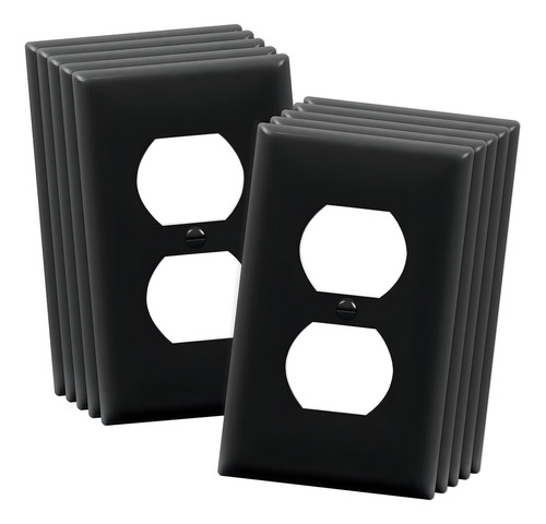 Enerlites - Paquete De 10 Placas De Pared Para Toma De Corriente Dúplex, Color Negro, 4,50 X 2,76 Pulgadas, Policarbonato