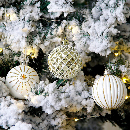 Adornos Navideños Geek-m, 30 Unidades, Oro Y Blanco, 60 Mm,
