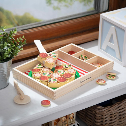 Melissa & Doug Alimentos De Juguete Para Fiesta De Pizza Beige-rojo-verde-blanco