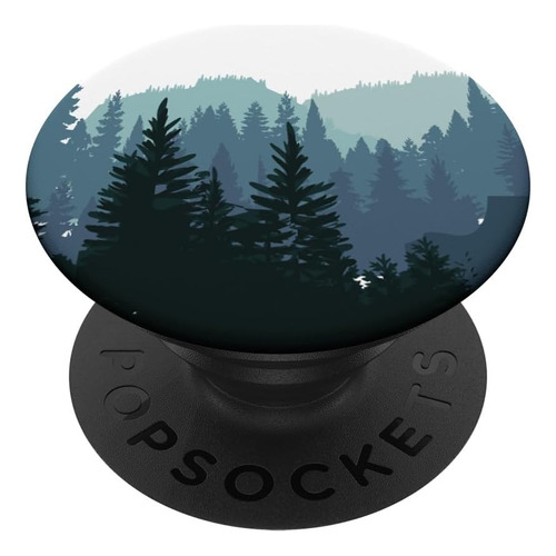 Popgrip Pine Tree Mountain Scene Patron De Verde Azulado Par