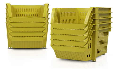 Kit 10 Bin Organizador Mini Cesto Encaixável Amarelo