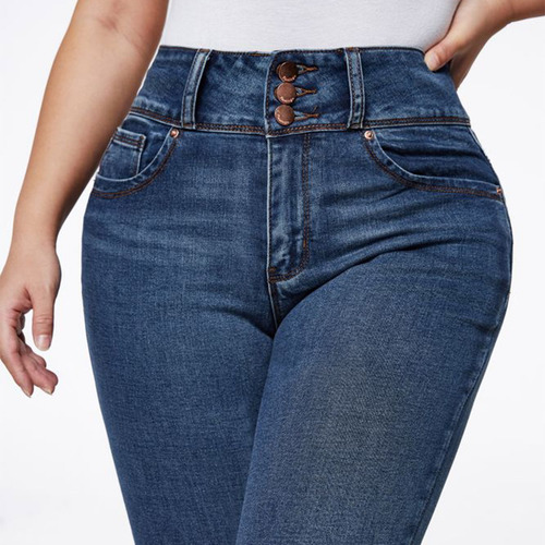 Flamingals Pantalones Capri Cintura Media Multi Botón