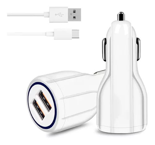 Cargador Auto Ultra Rápido 3 Amp Usb Duo + Cable Usb Tipo C