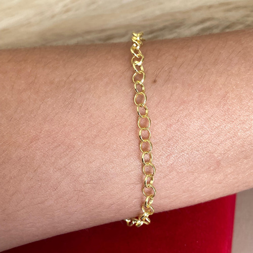 Pulseira Unissex Elo Português 3mm - 19cm - Ouro 18k