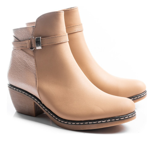 Imagen 7 de 10 de Botinetas Botas Botitas Zapatos Mujer Cuero Taco Fino