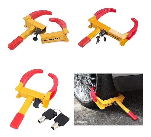Imagen 6 de 7 de Pack Traba Rueda Auto Pitbull Auto + Traba Pedales Auto
