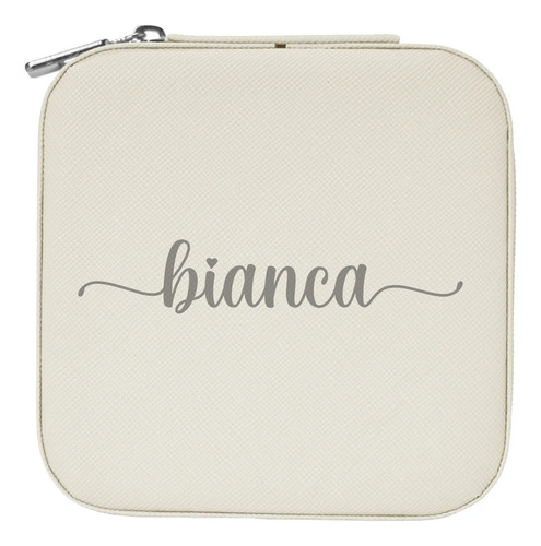 Porta Jóias Personalizado Viagem Couro Para Presente Cor Branco