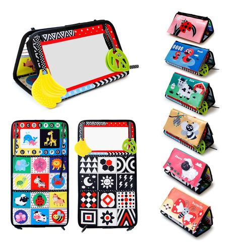 Baby Tummy Time Mirror, Juguete De Alto Contraste Para Be...