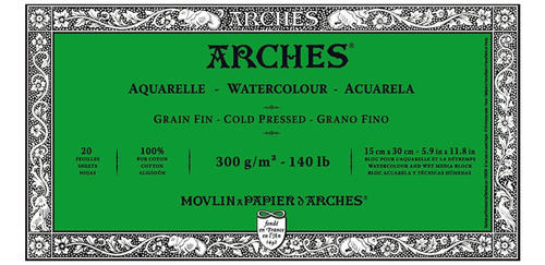 Block Arches 15x30cm G/fino 100% Algodon 300 Gramos 20 Hojas