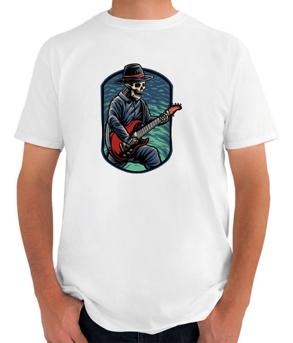 Playera De Hombre De Moda Con Diseño De Guitarrista Calavera