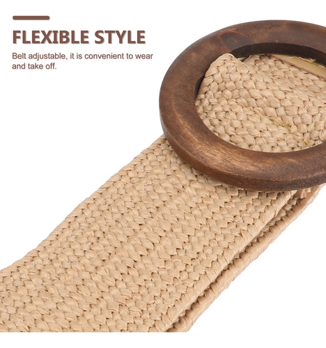 Cinturón Retro Tejido De Ocio Para Mujer, Redondo, Con Hebil