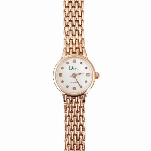 Reloj Pulsera Disu Dorado Con Esfera Blanca Meses sin intereses