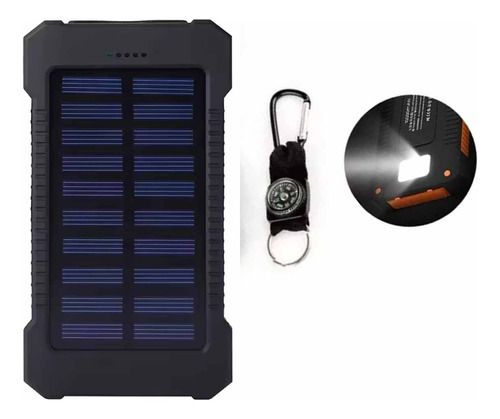 Funda de banco de energía solar USB para exteriores, carga rápida, luz negra