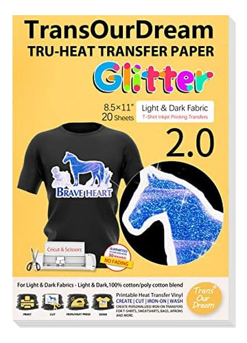 Papel De Transferencia De Calor Purpurina 2.0 Camisetas...