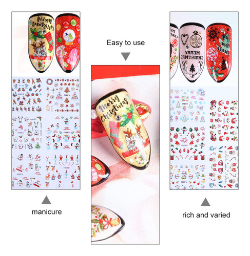 M Pegatinas Uñas Navideñas Con Diseño Muñeco Nieve Pa