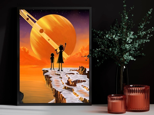 Imagen 1 de 1 de Poster Enmarcado 33x48cm Rick And Morty Mirando El Espacio