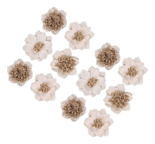 Inoomp 12pcs Burlap Flower Flor Rústica Hecha A Mano Para Br