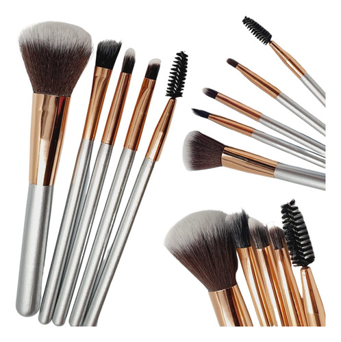 Set De 5 Brochas Faciales Maquillaje Mango Madera Lefemme