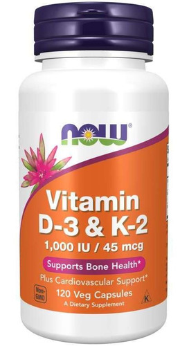 Vitamina D3 & K2 Now 1000 Iu 45mcg 120ct