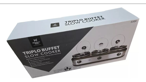 Rechaud Elétrico Members Triplo Buffet Slow Cooker 3 Panelas