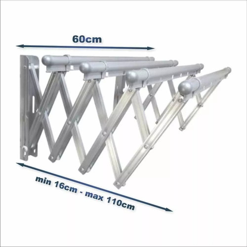 Imagen 3 de 8 de Tendedero De Ropa Plegable En Aluminio 60x110cm 30kg Etrum
