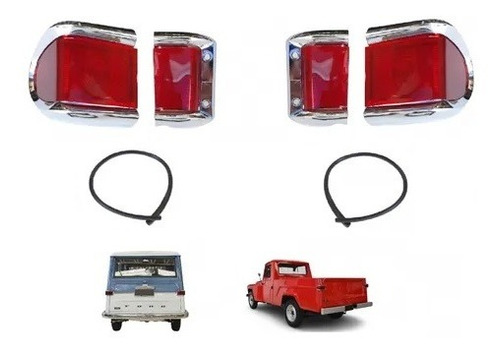 Kit Lanternas Traseiras Rural     F 75 Ford Willys F-75 1964