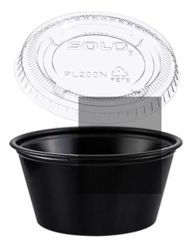 Vaso Souffle Negro 2oz Con Tapa Incluida - 250 Juegos