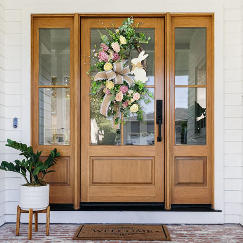 Corona Decorativa Para Puerta Con Forma De Conejito De Pascu