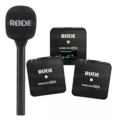 Micrófono inalámbrico doble Rode Wireless Go 2 con soporte de mano, color  negro