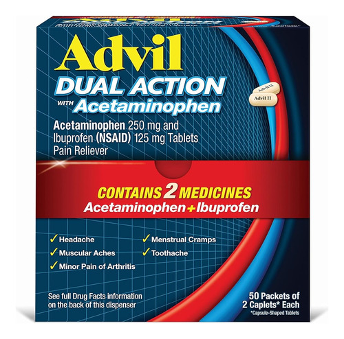 Advil Cápsulas Recubiertas De Doble Acción Con 250 Mg De Ibu