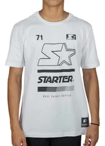 Camiseta Starter Logo 71 Make Things Happen Branco/ Preto