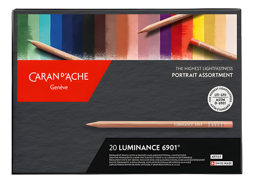 Lápis De Cor Luminance Retrato 6901 Carand'ache Com 20 Cores