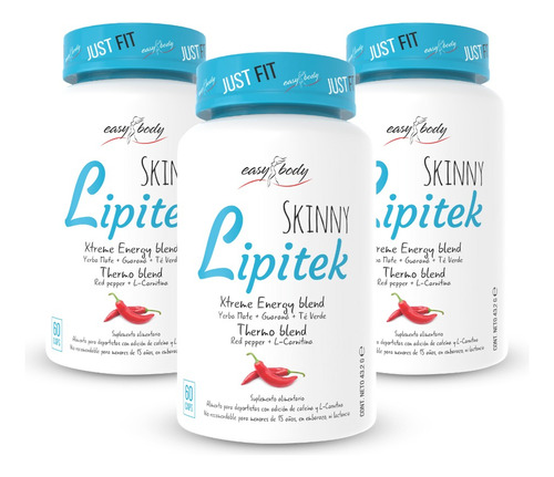 Pack 3 X Quemador De Grasa Skinny Lipitek - 60 Cápsulas