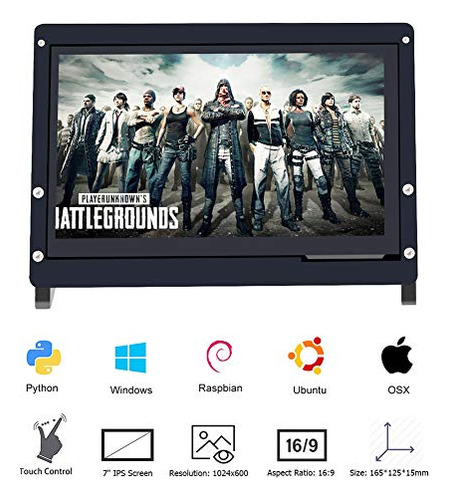 Monitor Táctil 7puLG Ips Para Raspberry Pi 4/3/2/zero,