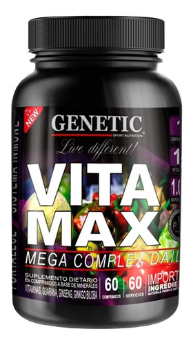 Vita Max Vitaminas + Ginseng + Ginkgo Biloba - Genetic Sabor Pastillas