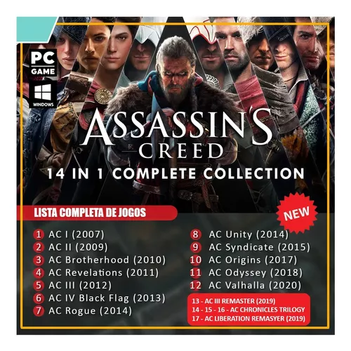 Coleção De Jogos Para Pc Assassins Creed 1,2 E Brotherhood