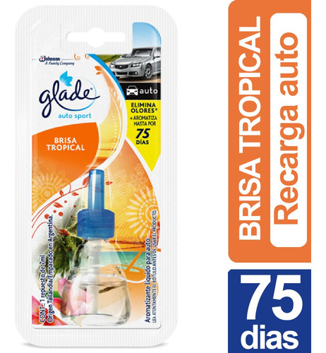  Glade Auto Sport Esencia Brisa Tropical Recarga 75 Dias