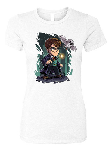 Camiseta Harry Potter Art Green Femenina White Serie Dama 