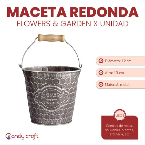 Maceta Redonda 13x12cm Flowers & Garden Centro De Mesa Deco