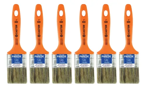 Kit 6 Trinchas 2 Polegadas Cerdas Gris Serie 600 Castor